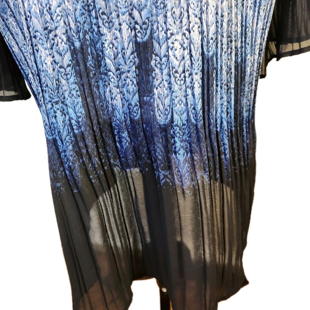 Catherines Womens Accordion Pleat Tunic Size 2X Blue Print Flare Sleeve Boho Top - Picture 6 of 16